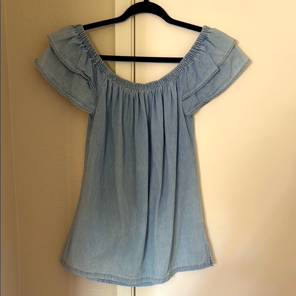 Vintage Cavalini Light Blue Off-Shoulder Top